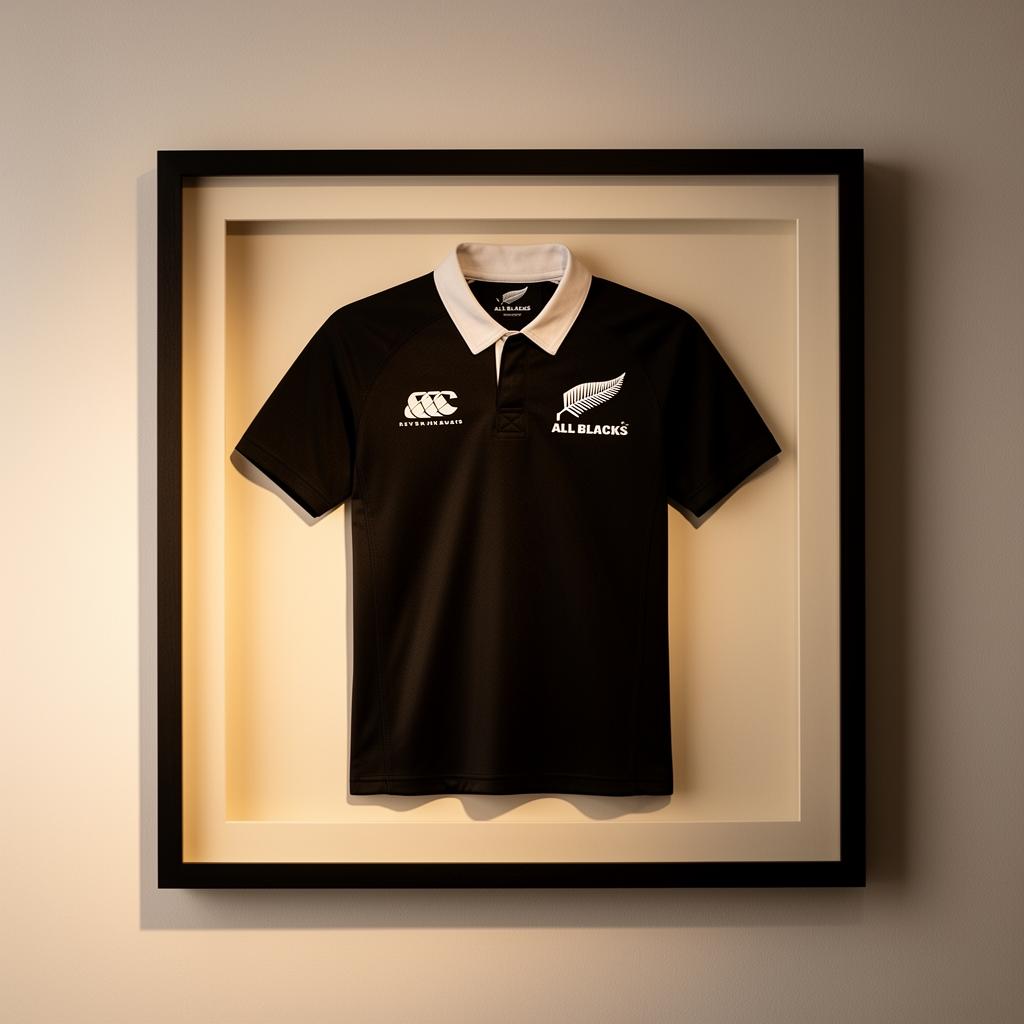 Framed sports jersey and memorabilia